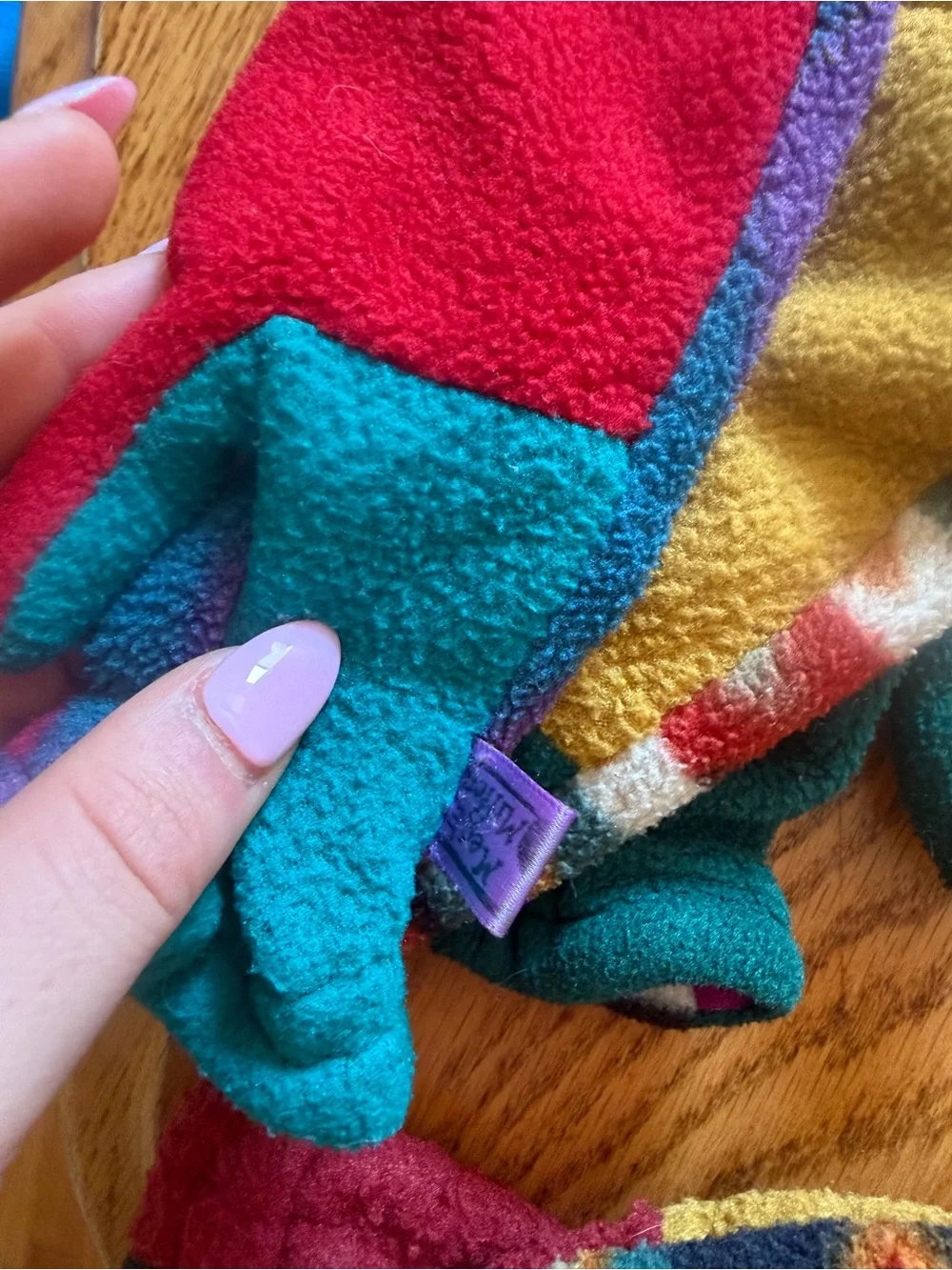 Kids Multicolor Fleece Mittens - Cozy Patterned Winter Gloves